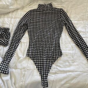 Naked wardrobe velvet houndstooth bodysuit